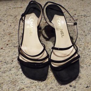 Chanel Black Strappy Heels Size 39